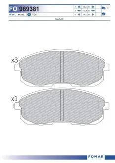FO969381 Колодки гальмівні дискові (комплект 4 шт) FOMAR підбір по vin на Brocar