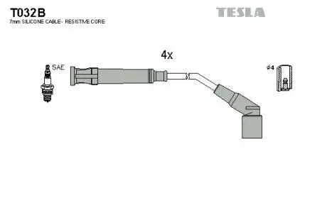 T032B Комплект кабелей зажигания TESLA підбір по vin на Brocar