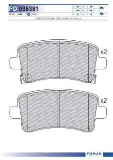 FO936381 Колодки тормозные дисковые FOMAR подбор по vin на Brocar