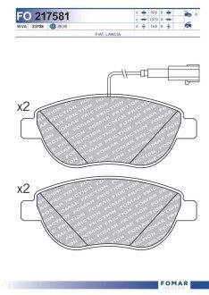 FO217581 KLOCKI HAMULCOWE FIAT 500 PUNTO EVO 09> KPL FOMAR FOMAR підбір по vin на Brocar