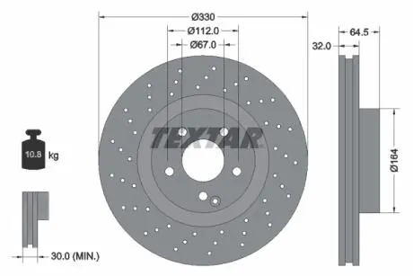 92120207 Гальмівний диск TEXTAR підбір по vin на Brocar