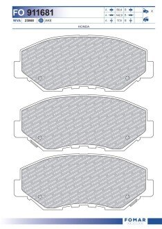 FO911681 KLOCKI HAMULCOWE HONDA CIVIC CR-V FOMAR KPL FOMAR FOMAR подбор по vin на Brocar