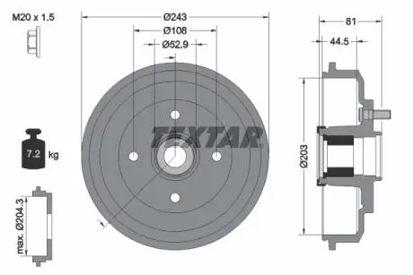 94041300 Тормозной барабан TEXTAR подбор по vin на Brocar