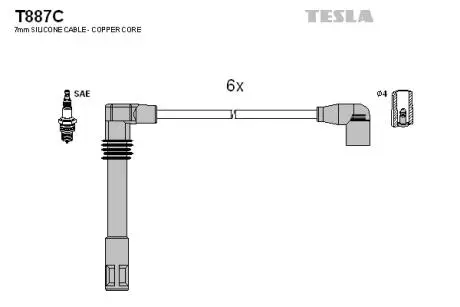 T887C Комплект кабелей зажигания TESLA подбор по vin на Brocar