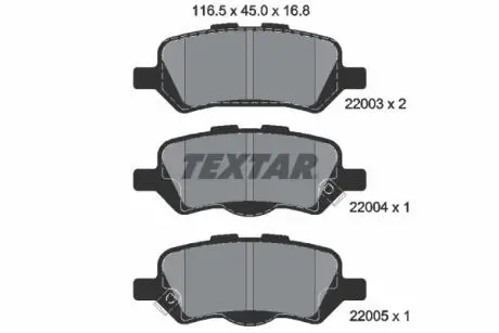 2200301 Гальмівні колодки (набір) TEXTAR підбір по vin на Brocar