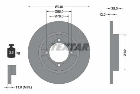 92029300 Тормозной диск TEXTAR подбор по vin на Brocar