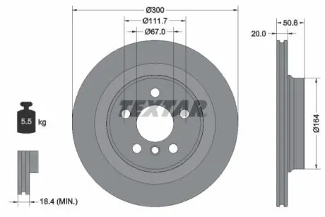 92274503 Диск гальмівний (задній) BMW 1 (F40)/2 (F45)/X1 (F48) 13-(300x20) PRO TEXTAR підбір по vin на Brocar