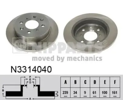 N3314040 Тормозные диски NIPPARTS подбор по vin на Brocar