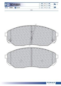 FO931881 KLOCKI HAMULCOWE PRZOD KIA SORENTO SZT FOMAR FOMAR подбор по vin на Brocar