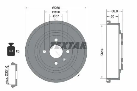 94031500 Гальмівний барабан TEXTAR підбір по vin на Brocar