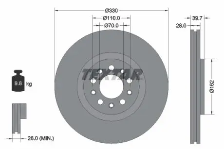92220903 Тормозной диск TEXTAR подбор по vin на Brocar