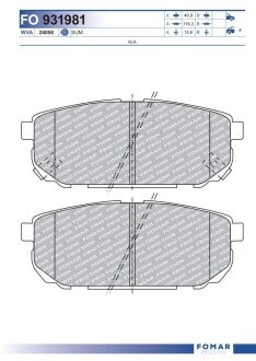 FO931981 KLOCKI HAMULCOWE TYL KIA SORENTO SZT FOMAR FOMAR подбор по vin на Brocar