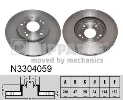 N3304059 Тормозной диск NIPPARTS підбір по vin на Brocar