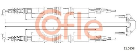 92115858 Трос стояночного тормоза задн OPEL ASTRA G all (дисковые тормоза) 98-99 COFLE підбір по vin на Brocar