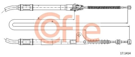 92171414 Трос гальма стоянки прав задн TOYOTA AVENSIS all (барабанні гальма) (mod.T22) 98-00 COFLE підбір по vin на Brocar