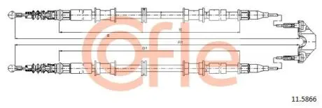 92115866 Трос стояночного тормоза задн OPEL ZAFIRA all 1.6-2.0-Dti2.0/2.2 (дисковые тормоза) 04- COFLE підбір по vin на Brocar