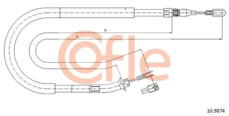 92109874 Трос ручного тормоза MB Sprinter, VW LT 96-06 лев./прав., L=1513/1345 (RIDER) COFLE підбір по vin на Brocar