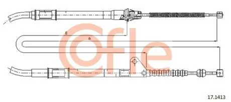92171413 Трос стояночного тормоза лев задн TOYOTA AVENSIS all (барабанные тормоза) (mod.T22) 98-00 COFLE підбір по vin на Brocar