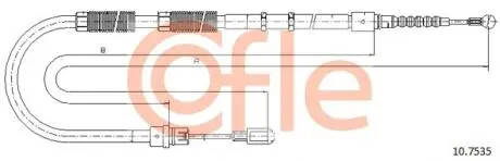 92107535 Трос стояночного тормоза AUDI: A4 QUATTRO 03- 1736/1572 mm COFLE підбір по vin на Brocar