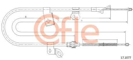 92171077 Трос стояночного гальма TOYOTA: YARIS (F) RH 02- 1553/1350 mm COFLE підбір по vin на Brocar