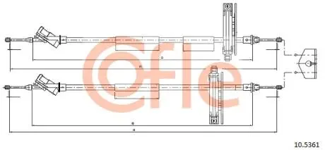 92105361 Трос гальма стоянки FORD: FOCUS REAR бараб 03- 2x1483/1320 mm COFLE підбір по vin на Brocar