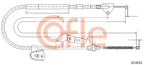 92104510 Трос стояночного тормоза CITROEN C1 05-/ PEUGEOT 107 / TOYOTA AYGO R: 1480/1235 mm COFLE подбор по vin на Brocar