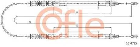92104725 Трос стояночного тормоза задн FIAT DUCATO all (дисковые тормоза) 01- COFLE подбор по vin на Brocar