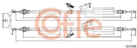 92105368 Трос стояночного тормоза задн FORD FOCUS (II) all-FOCUS CMAX (кроме GHIA mod) (дисковые тормоза) 06- COFLE подбор по vin на Brocar