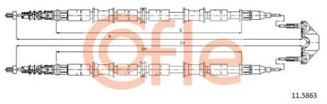 92115863 Трос стояночного тормоза задн OPEL ASTRA G all (дисковые тормоза) Lucas mod 00-03 COFLE підбір по vin на Brocar