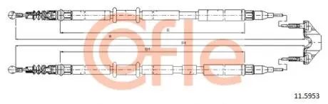92115953 Трос стояночного гальма OPEL: ASTRA H SW disk 1733/1550+1760/1580 mm COFLE підбір по vin на Brocar