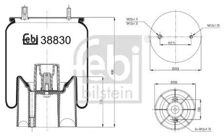 38830 Кожух пневматичної ресори 38830 FEBI BILSTEIN FEBI BILSTEIN підбір по vin на Brocar