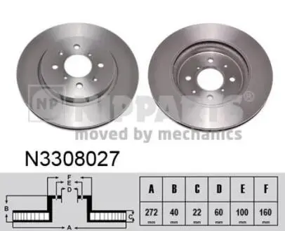 N3308027 Тормозные диски NIPPARTS подбор по vin на Brocar