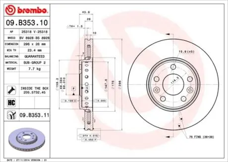 09B35310 Диск тормозной BREMBO подбор по vin на Brocar