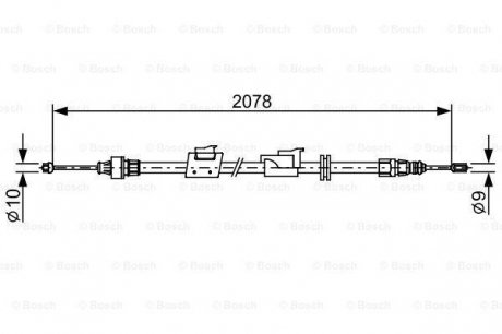 1987482706 Трос ручника (L) Ford Mondeo/Galaxy 06-15 (L=2078) BOSCH підбір по vin на Brocar