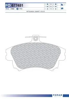 FO677481 Колодки тормозные дисковые FOMAR подбор по vin на Brocar