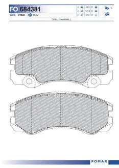 FO684381 Колодки гальмівні дискові (комплект 4 шт) FOMAR підбір по vin на Brocar