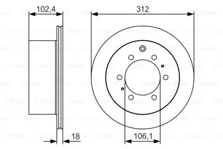 0986479R57 Диск тормозной задний TOYOTA Land Cruiser 44596 D -1 BOSCH подбор по vin на Brocar