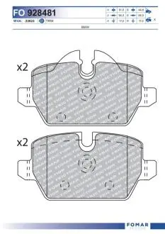 FO928481 KLOCKI HAMULCOWE BMW 1 KPL FOMAR FOMAR підбір по vin на Brocar