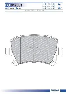FO912381 Колодки тормозные дисковые FOMAR подбор по vin на Brocar