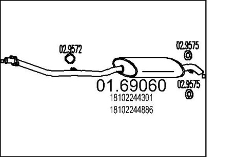 0169060 Глушитель выхлопных газов конечный MTS підбір по vin на Brocar