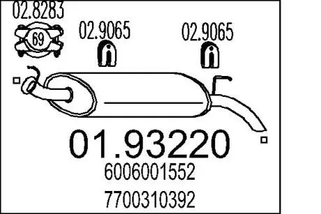 0193220 Глушник MTS підбір по vin на Brocar