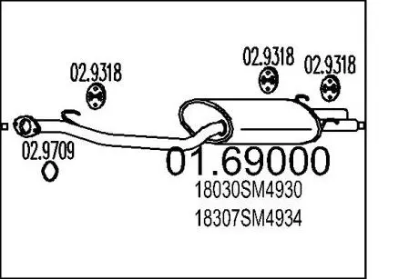 0169000 Глушник MTS підбір по vin на Brocar