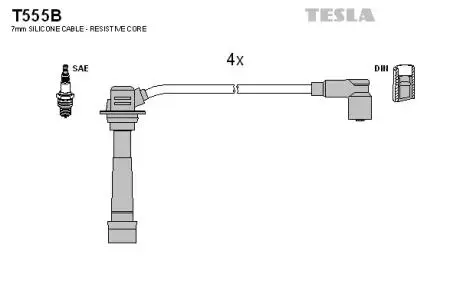 T555B Комплект кабелів запалювання TESLA підбір по vin на Brocar