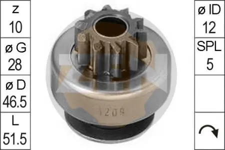 ZN1209 Бендикс стартера ZEN підбір по vin на Brocar