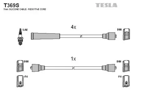 T369S Комплект кабелей зажигания TESLA подбор по vin на Brocar