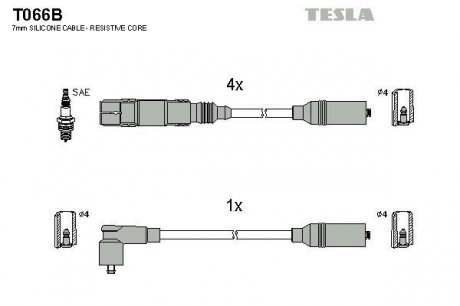 T066B Комплект кабелей зажигания TESLA подбор по vin на Brocar
