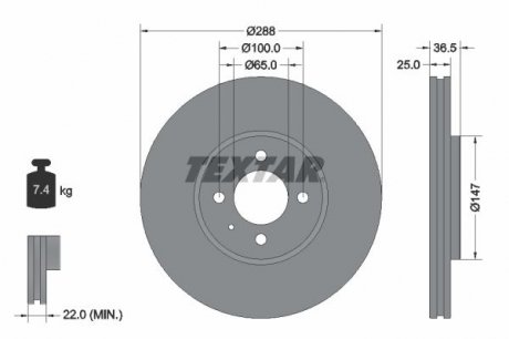 92302303 Tarcza hamulcowa TEXTAR підбір по vin на Brocar