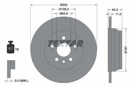 92283003 Tarcza hamulcowa TEXTAR підбір по vin на Brocar