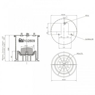 102809 Подушка пневмопідвіски FEBI TRUCK 102809 IVECO PRAWA TYLNA OЊ FEBI BILSTEIN підбір по vin на Brocar