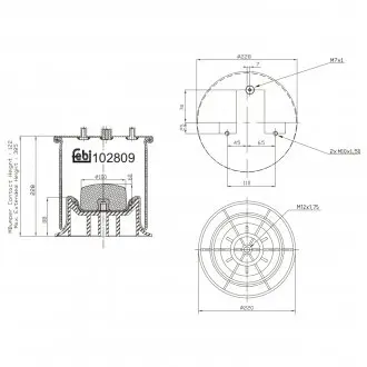 102809 Подушка пневмопідвіски FEBI TRUCK 102809 IVECO PRAWA TYLNA OЊ FEBI BILSTEIN підбір по vin на Brocar